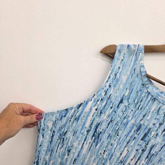 LOGO Layers Blue Abstract Tie-Dye Hi-Low Sleeveless Tunic Tank Top 1X Boho Flowy - Picture 6 of 11